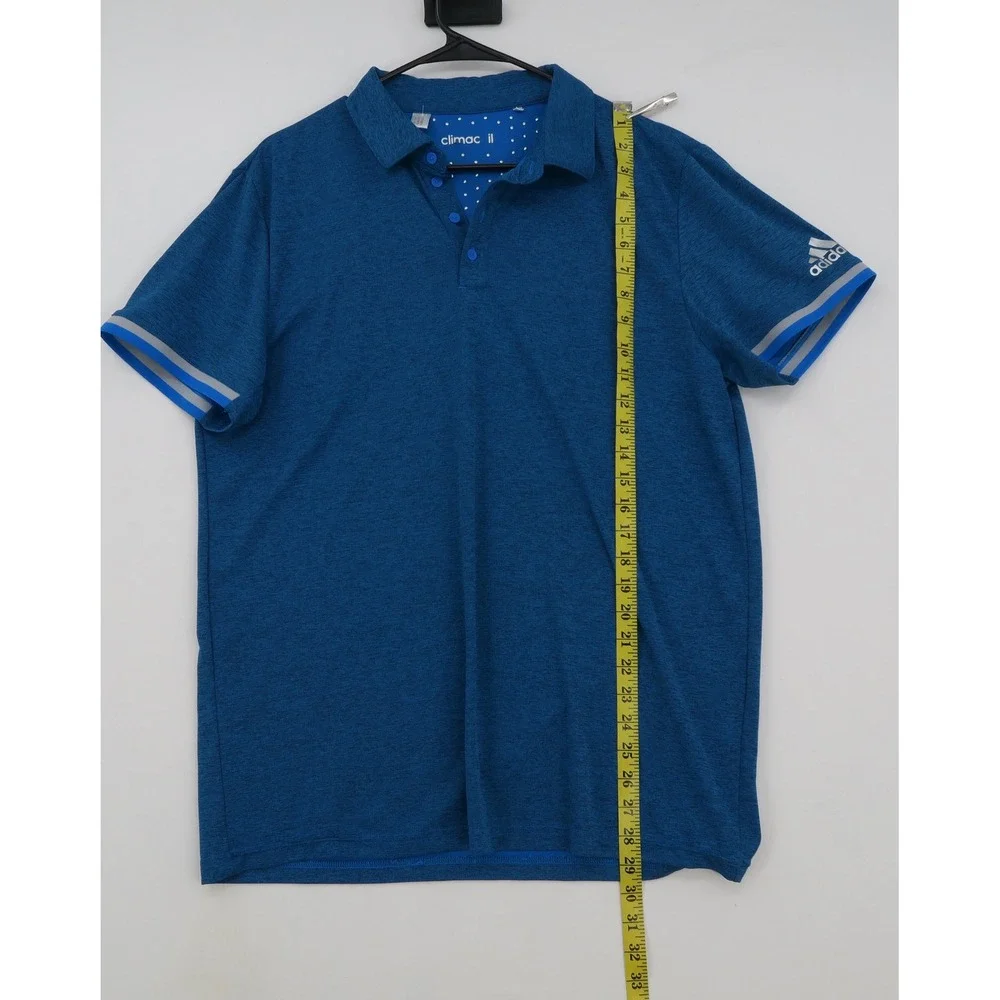 Adidas Climacool‎ Mens Blue Heathered Short Sleeve Golf Polo Shirt